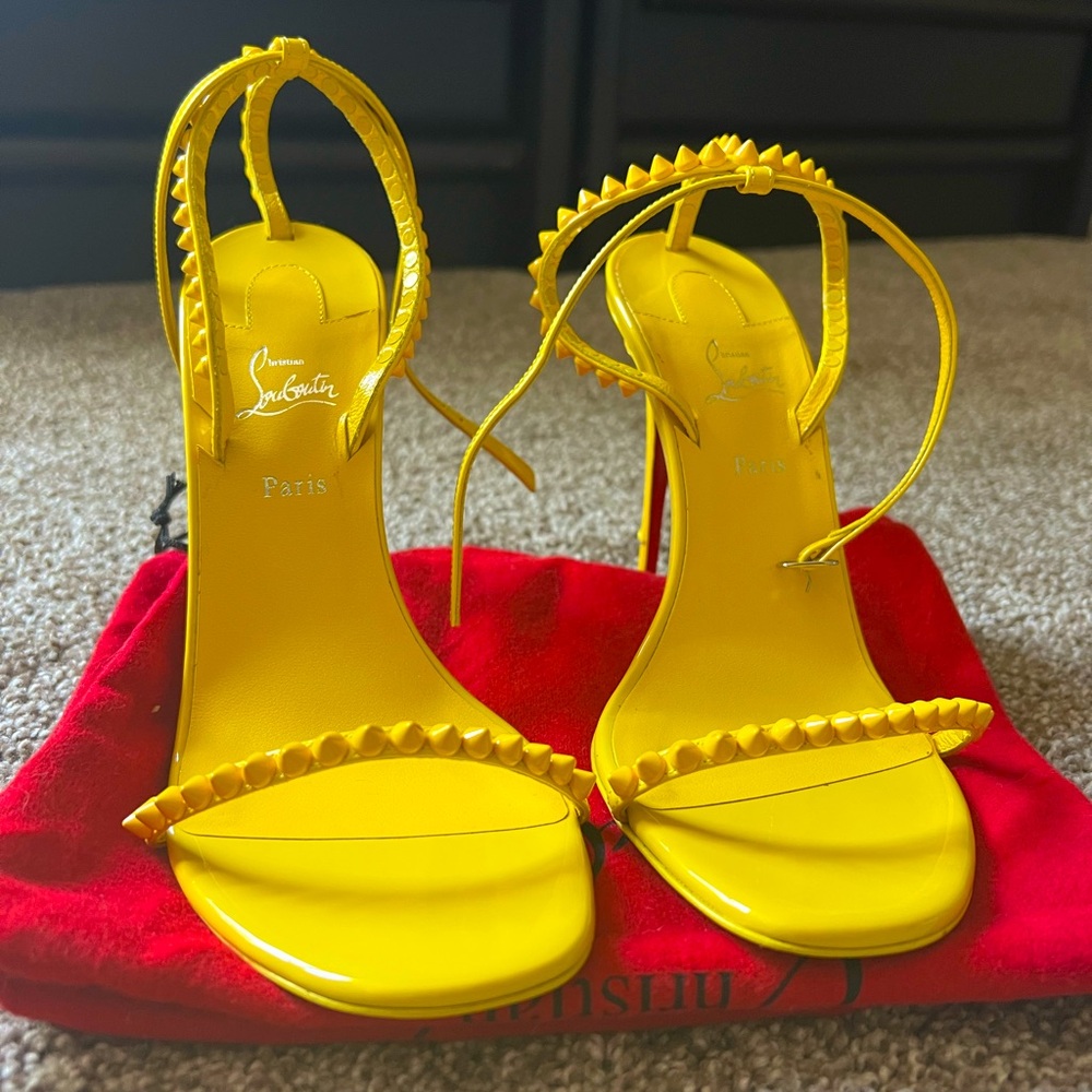 Christian Louboutin So Me Spike Sandal (Yellow Discontinued)